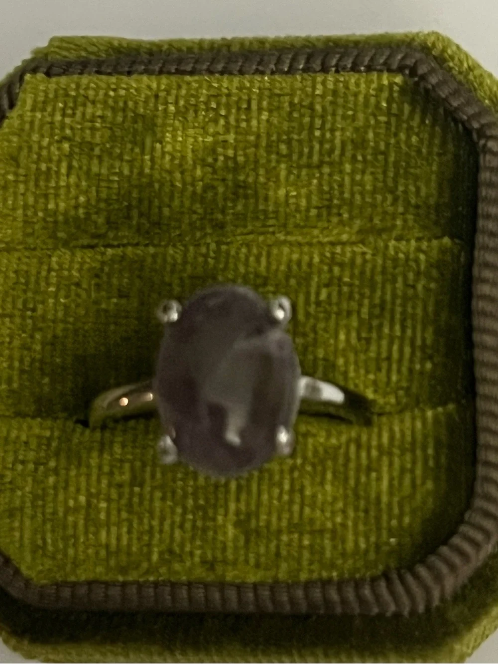 Elegant/Classic Titanium Steel Silver Faux Amethyst Gemstone Ring S 9
